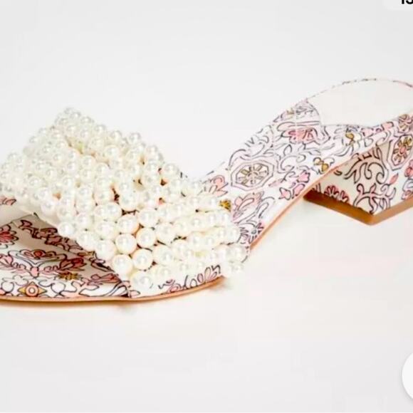 Tory Burch Tatiana Chunky Floral Heel & Pearl Slides, Parties, Wedding Guest 6